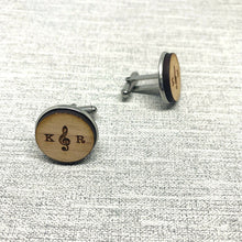 Load image into Gallery viewer, Wooden Music Note Cufflinks
