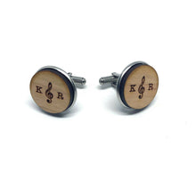 Load image into Gallery viewer, Wooden Music Note Cufflinks
