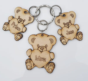 Personalised Teddy Bear Keyring/Personalised Keyring Gift/Teddy Bear Keyring Gift, Present, Mum, Mummy, Nan, Nanna, Nanny
