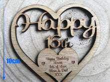 Load image into Gallery viewer, Freestanding Personalised Birthday Wooden Heart

