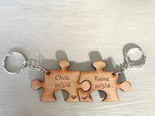 Load image into Gallery viewer, Jigsaw Keyrings Set of 2 Names and Date
