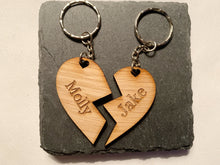 Load image into Gallery viewer, Wooden Heart Keyring Set of 2
