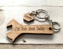 Load image into Gallery viewer, Spanner and Nuts Keyring - I&#39;m Nuts About Daddy
