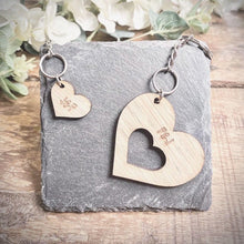 Load image into Gallery viewer, Personalised Heart Shaped Keyrings Set of 2
