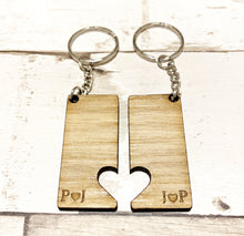 Load image into Gallery viewer, Personalised Keyrings Set of 2 - Initials And Heart
