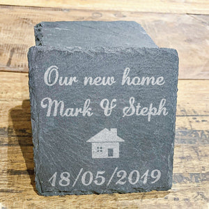 Our New Home Slate Coasters Set of 2