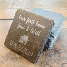 Load image into Gallery viewer, Our First Home Slate Coasters Set of 2
