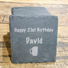 Load image into Gallery viewer, 21st Birthday Beer Glass Slate Coaster
