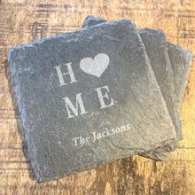 Load image into Gallery viewer, Set of 2 HOME Slate Coasters
