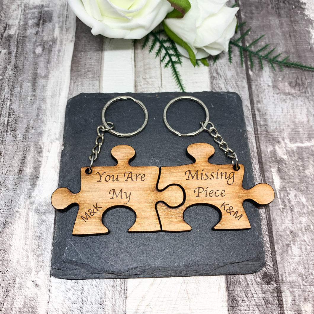 You Are My Missing Piece Jigsaw Keyrings Set of 2