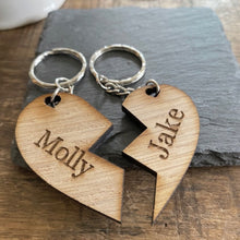 Load image into Gallery viewer, Wooden Heart Keyring Set of 2
