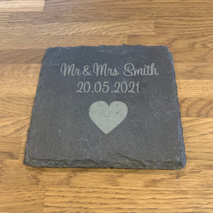 Mr & Mrs With Surname Slate Coasters Set of 2