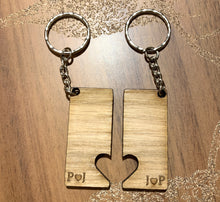 Load image into Gallery viewer, Personalised Keyrings Set of 2 - Initials And Heart

