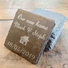 Load image into Gallery viewer, Our New Home Slate Coasters Set of 2
