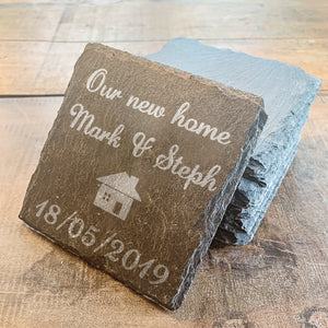 Our New Home Slate Coasters Set of 2