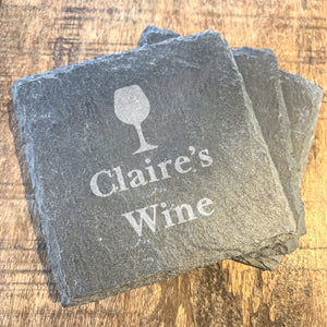 Personalised Slate Coaster Wine Glass