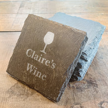 Load image into Gallery viewer, Personalised Slate Coaster Wine Glass

