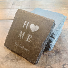 Load image into Gallery viewer, Set of 2 HOME Slate Coasters
