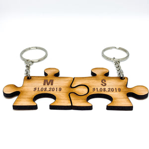 Jigsaw Keyring Set of 2 Initials and Date