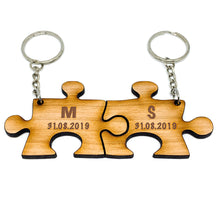 Load image into Gallery viewer, Jigsaw Keyring Set of 2 Initials and Date
