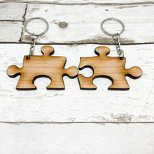 Load image into Gallery viewer, Jigsaw Keyrings Set of 2 Mr &amp; Mrs and Date

