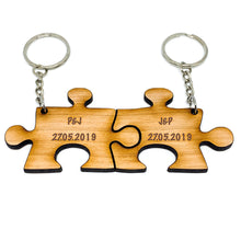 Load image into Gallery viewer, Jigsaw Keyrings Set of 2 Initials and Date
