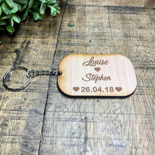 Load image into Gallery viewer, Personalised Keyring With Names, Date and Heart
