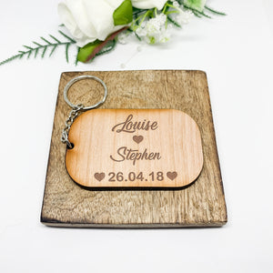 Personalised Keyring With Names, Date and Heart