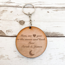 Load image into Gallery viewer, Mum We Love You To the Moon And Back Round Keyring
