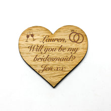 Load image into Gallery viewer, Personalised  Bridesmaid/Maid of Honour Heart Shaped Magnet
