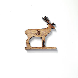 Wooden Santa Sleigh and Reindeer Personalised With Names and Family Name