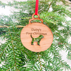 Personalised Dog First Christmas Bauble