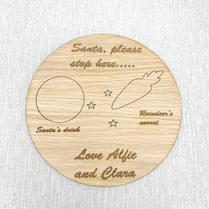 Santa Please Stop Here Tray Personalised With Engraved Name(s)