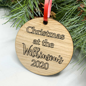 Personalised Christmas Bauble Christmas At The ... Family Name