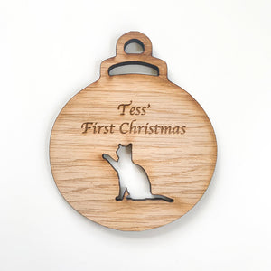 Personalised Cat First Christmas Bauble