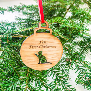 Personalised Cat First Christmas Bauble