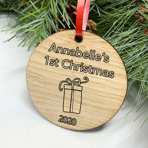 First Christmas Personalised Wooden Bauble