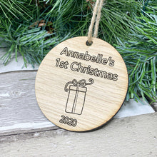 Load image into Gallery viewer, First Christmas Personalised Wooden Bauble
