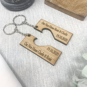Personalised Home Keyrings With Names & Dates With Heart (Set of 2) First Home/New Home/Housewarming Gift/New Home Couples Present