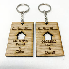 Load image into Gallery viewer, Personalised Home Keyrings With Names &amp; Dates (Set of 2) First Home/New Home
