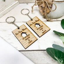 Load image into Gallery viewer, Personalised Home Keyrings With Names &amp; Dates (Set of 2) First Home/New Home

