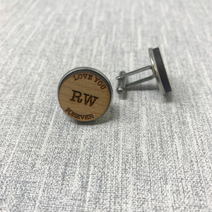 Love You Forever Personalised Wooden Cufflinks Engraved with Initials