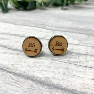 Personalised Arrow Wooden Cufflinks Engraved with Initials