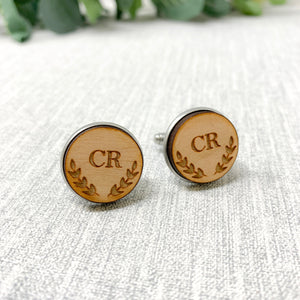 Personalised Wooden Cufflinks Engraved with Initials