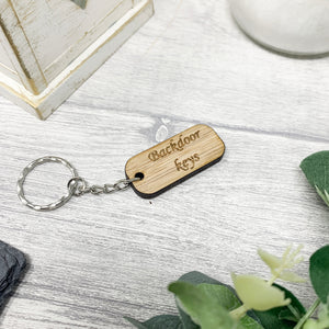 Wooden Keyring Engraved With Wording of Your Choice