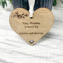 Load image into Gallery viewer, Personalised Wooden Heart &#39;This Mummy/Nanny is loved by&#39; With Names
