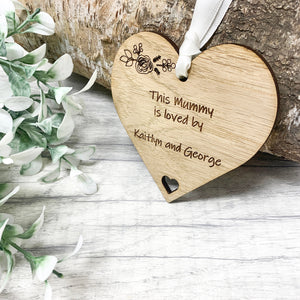 Personalised Wooden Heart 'This Mummy/Nanny is loved by' With Names