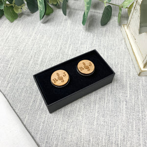 Personalised Music Note Wooden Cufflinks Engraved with Initials