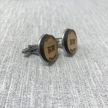 Load image into Gallery viewer, Love You Forever Personalised Wooden Cufflinks Engraved with Initials
