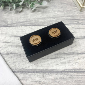 Love You Forever Personalised Wooden Cufflinks Engraved with Initials